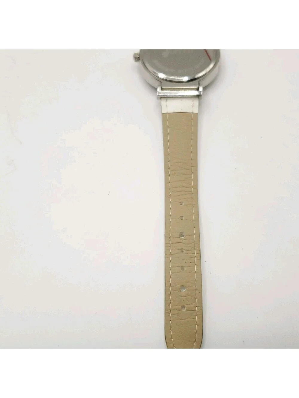 Mateo Silver Tone 38mm Quartz Women Watch New Battery White Leather Band